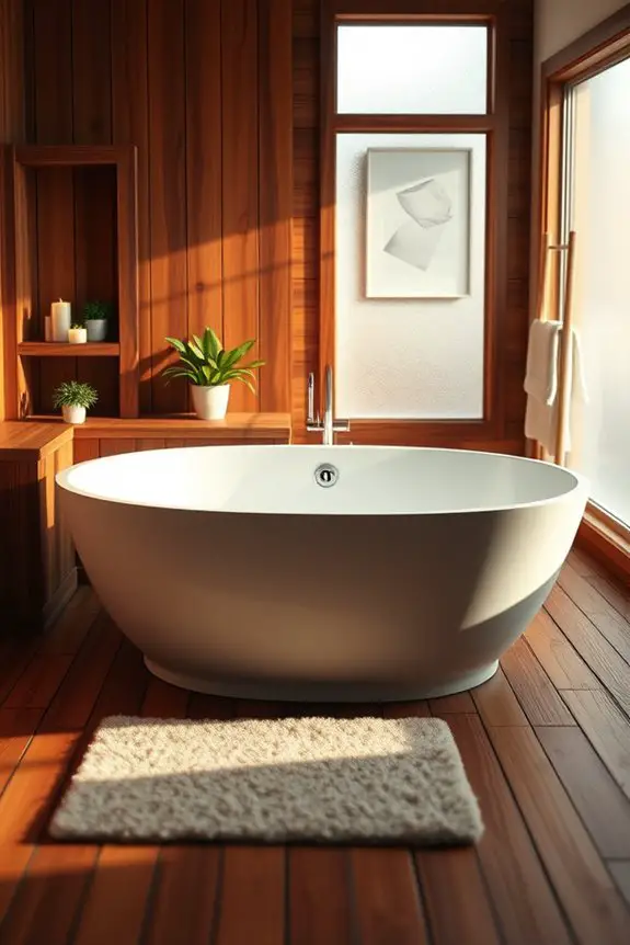 cozy wooden bathtub surrounds