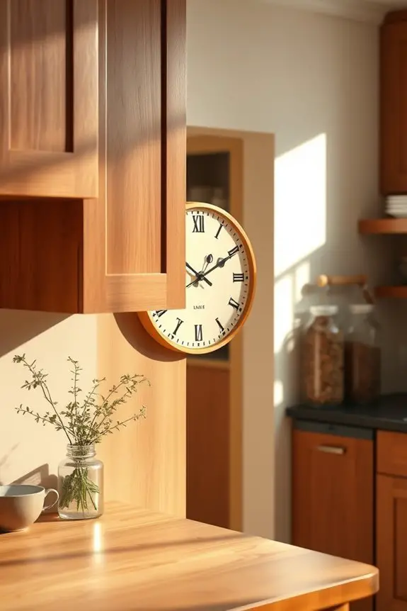 cream and brown clock