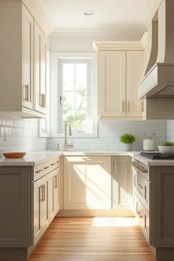cream and gray cabinets