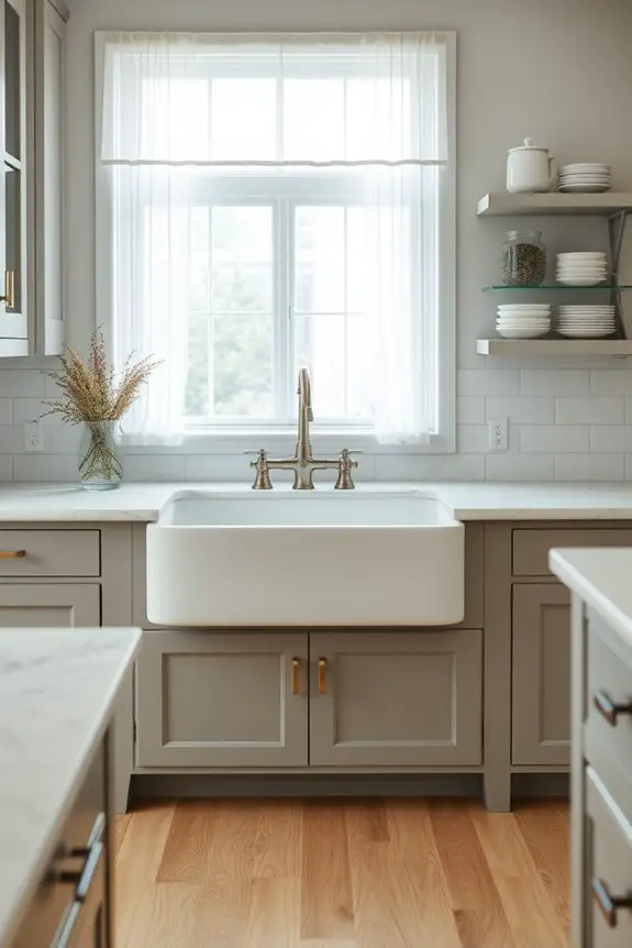 cream and grey farmhouse sink