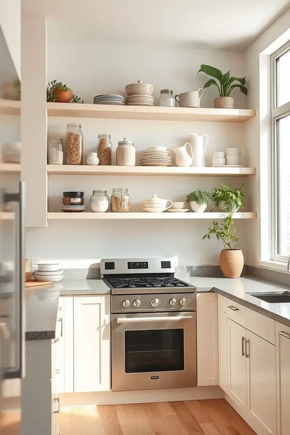 cream and grey shelving