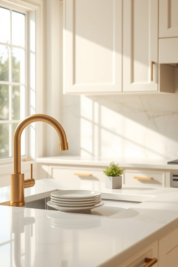 cream backsplash with gold