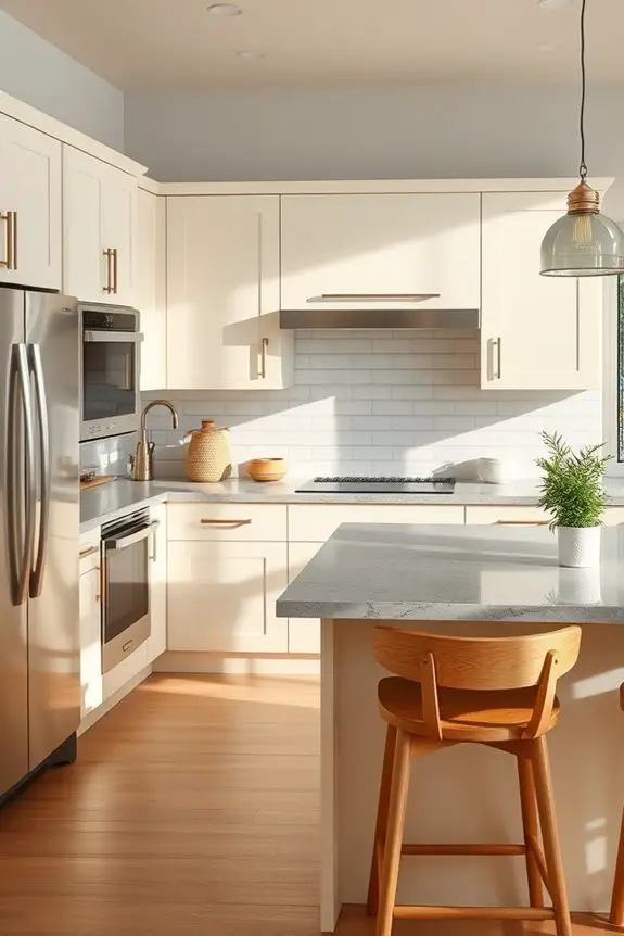 cream cabinets grey countertops