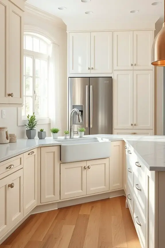 cream cabinets marble elegance