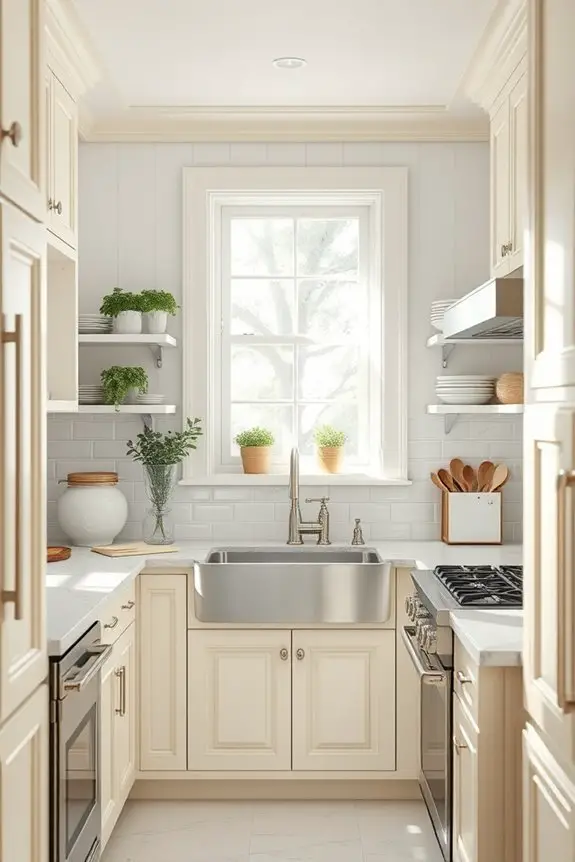 cream cabinets maximize space