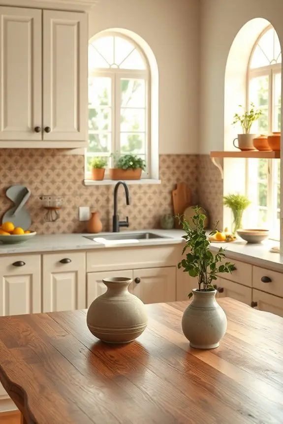 cream cabinets mediterranean charm