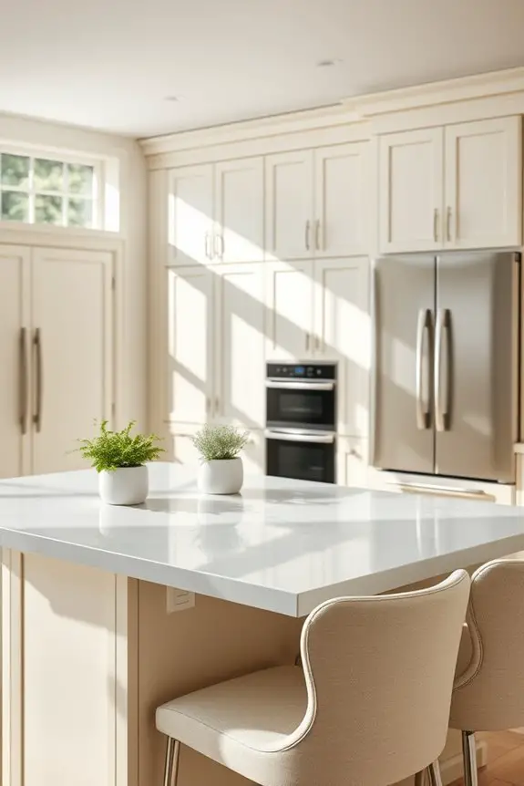cream cabinets modern appliances