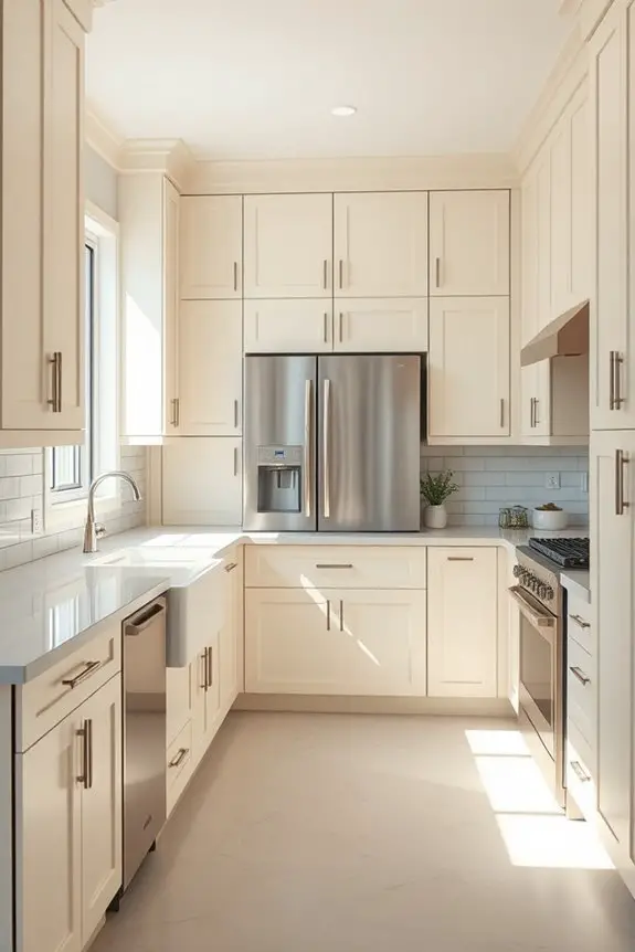 cream cabinets stainless steel
