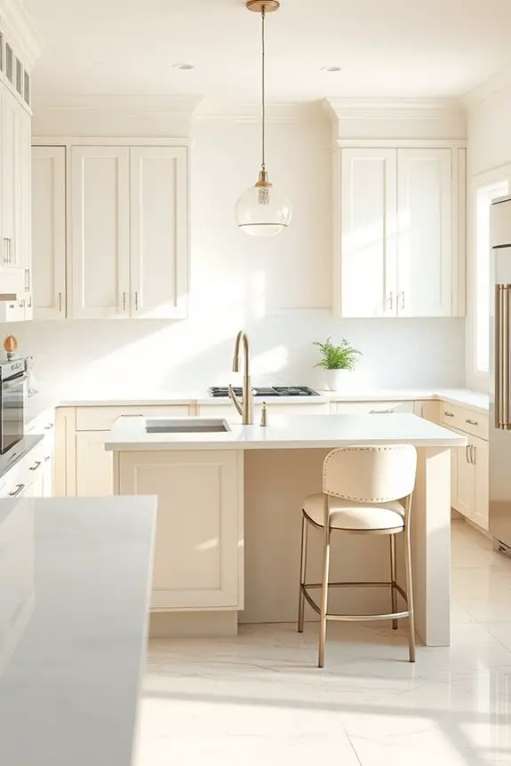 cream cabinets white countertops