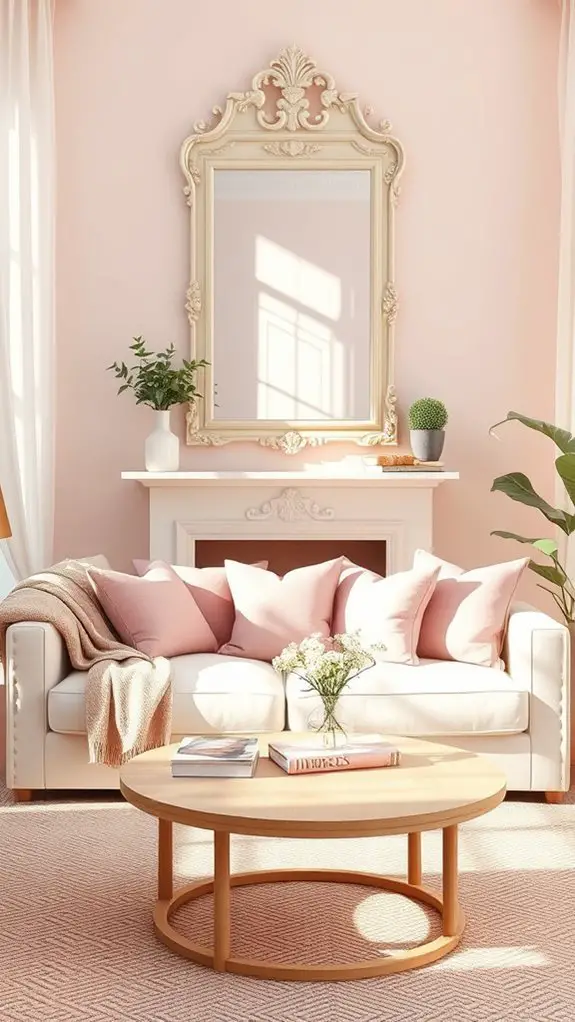 cream framed mirrors enhance decor