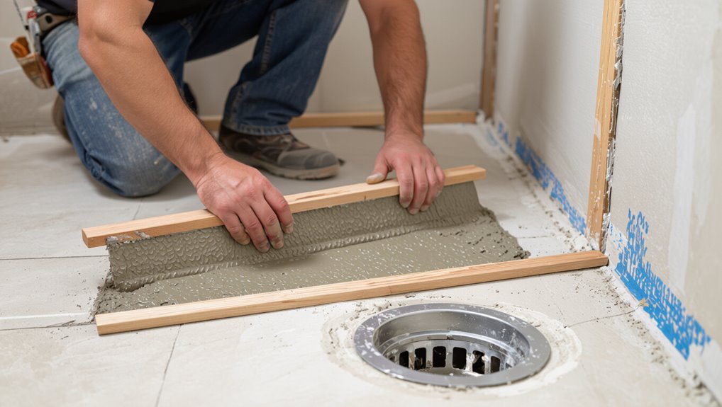 create sloped mortar bed