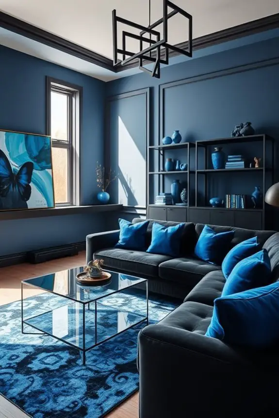 creative blue and black decor