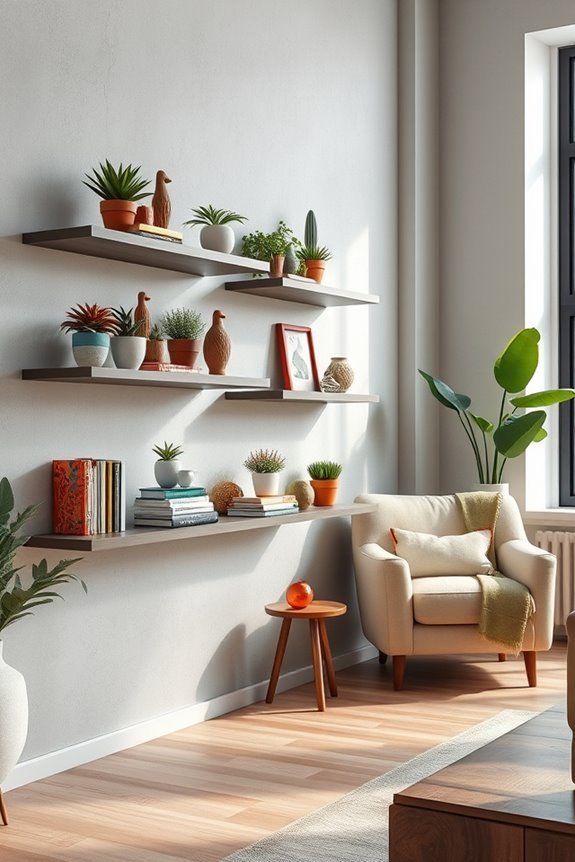 creative floating shelf arrangements