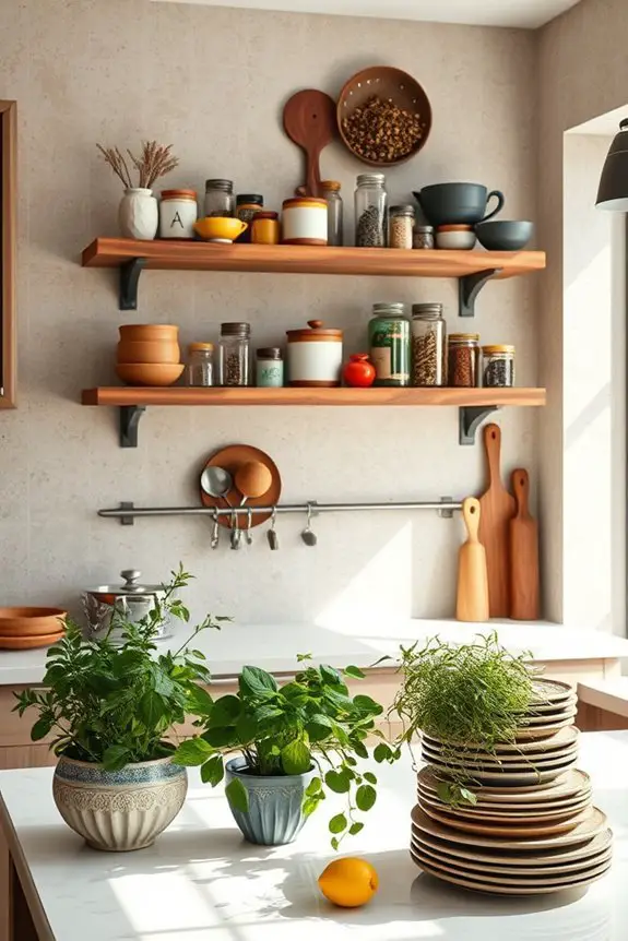 creative open shelving displays