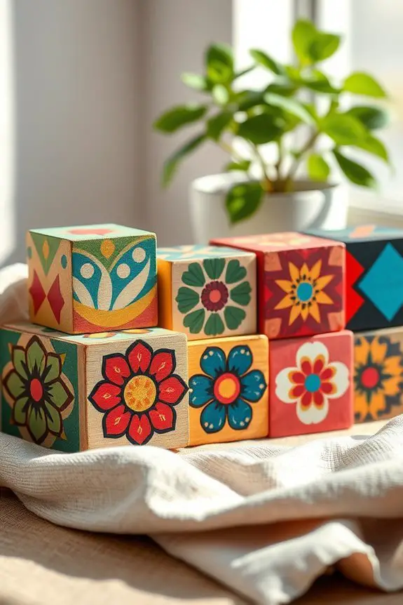 creative painted wooden blocks
