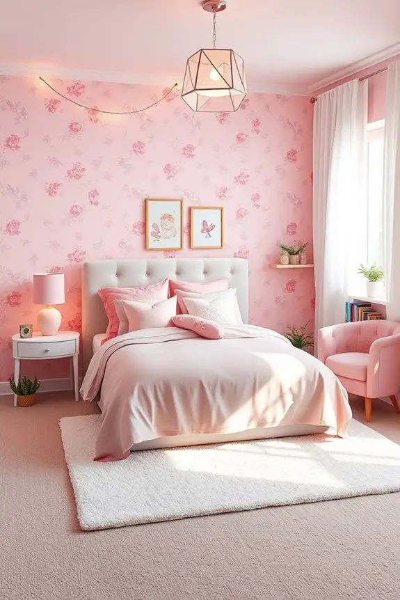 creative pink bedroom lighting