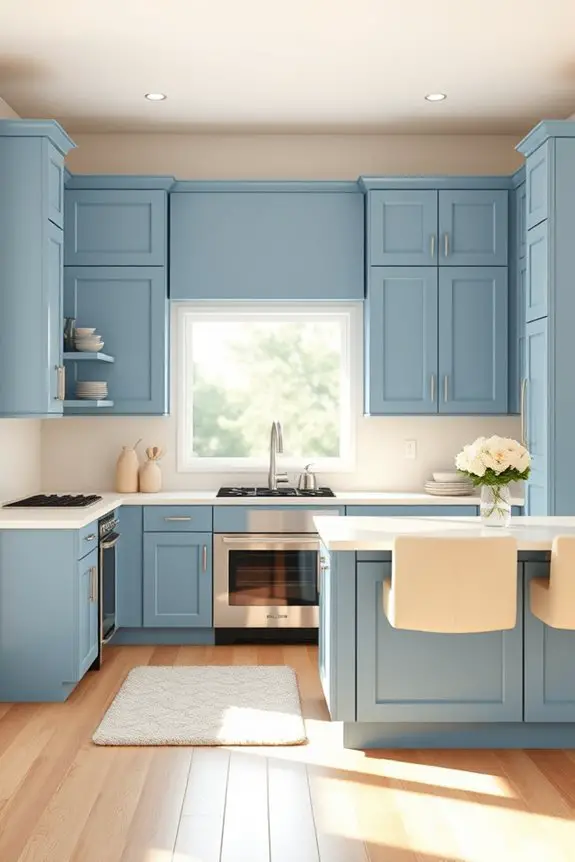 crisp blue cream kitchen