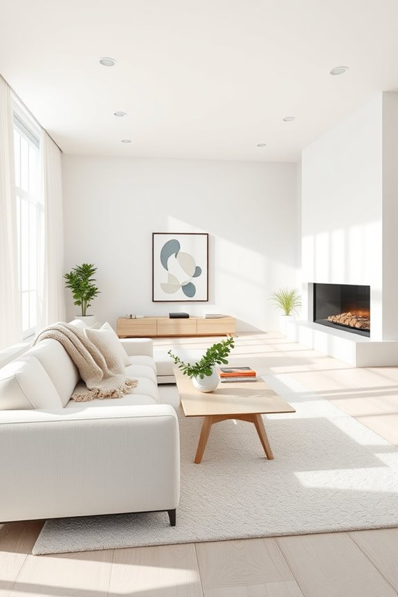 crisp white accent walls