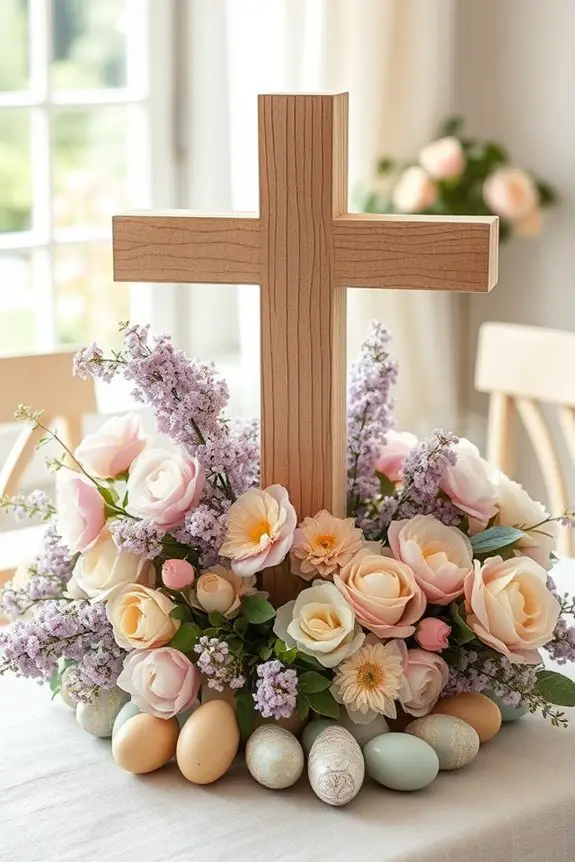 cross themed easter table decor