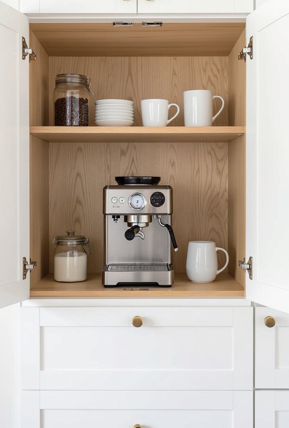 cupboard coffee station organization