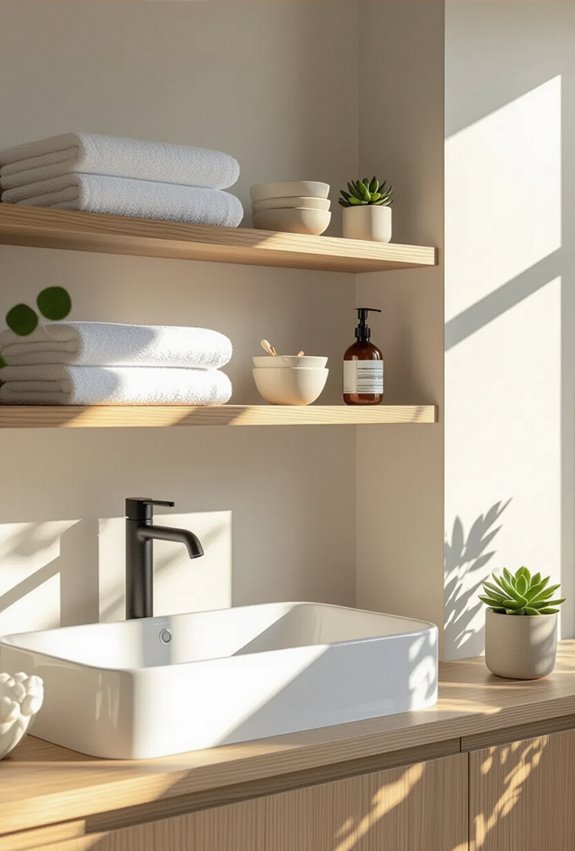 curated airy minimal open shelving