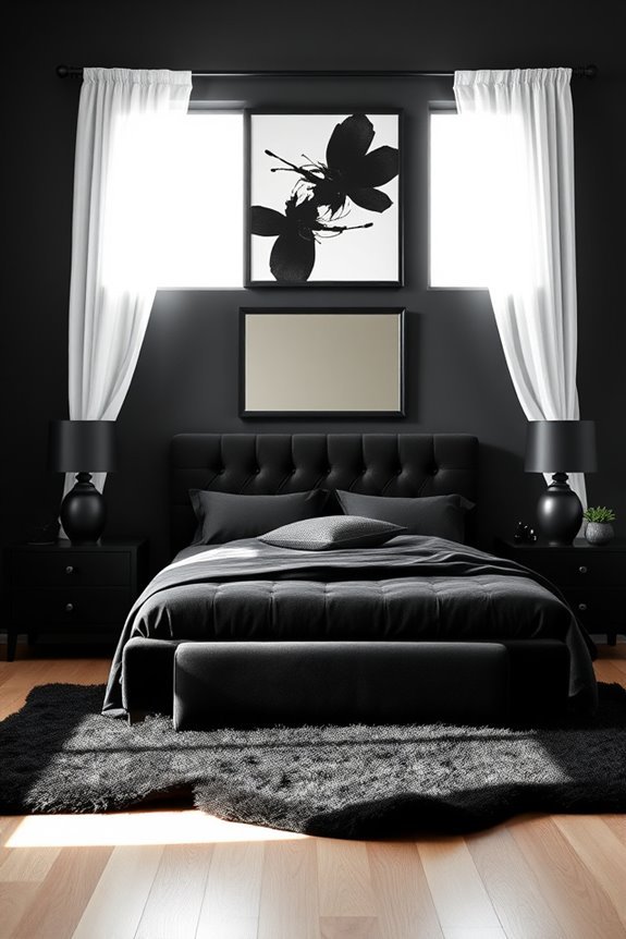 curated black bedroom accessories