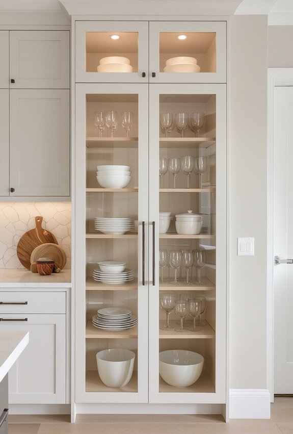 curated glass front cabinet display
