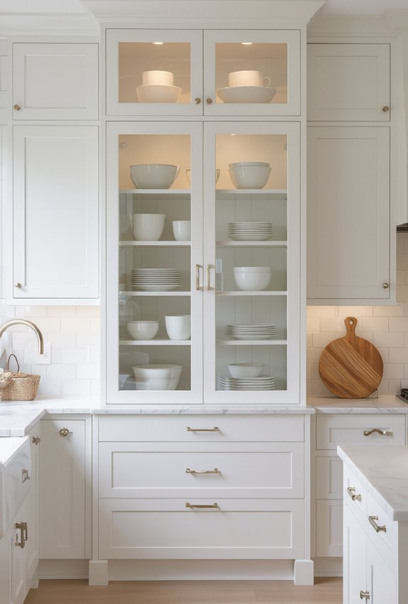 curated glass front cabinet displays