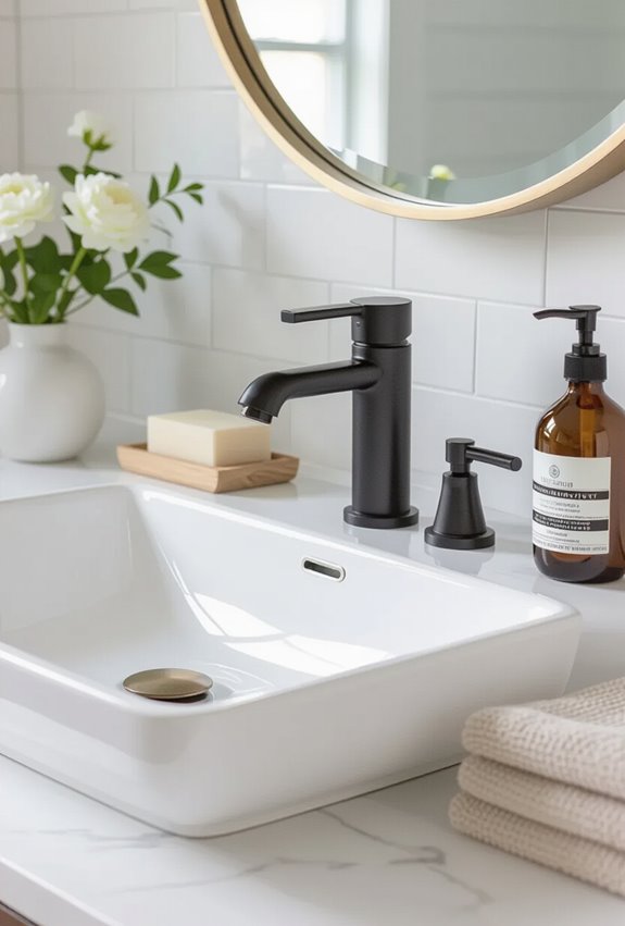 curated layered mixed metal bathroom
