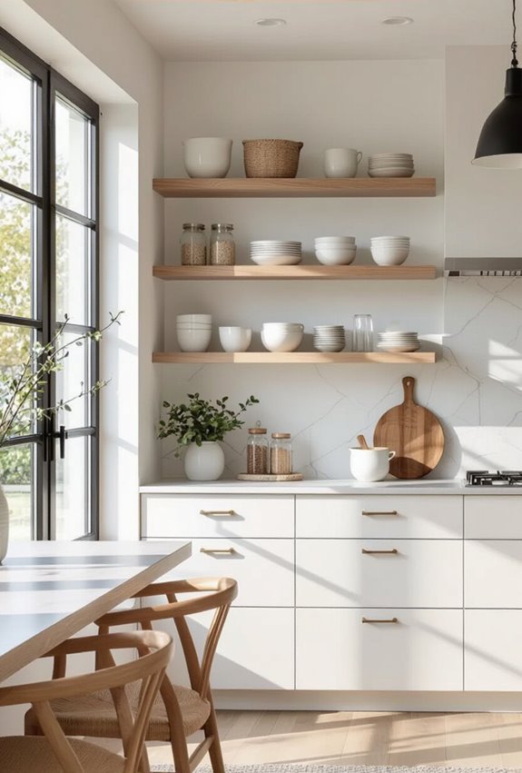 curated open shelves display items