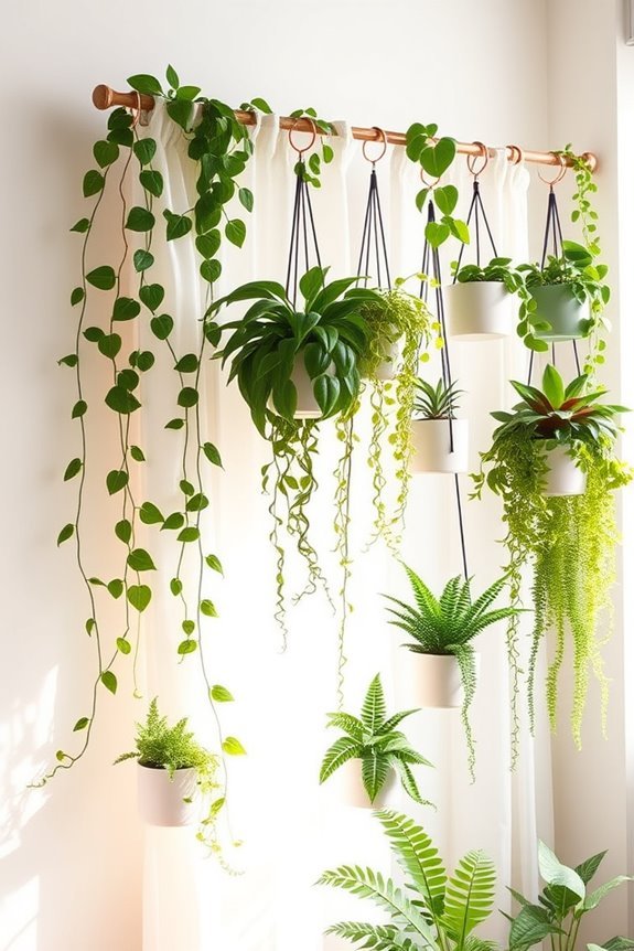 curtain rod plant display