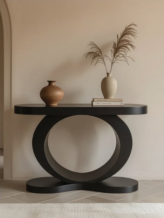 curved black console statement