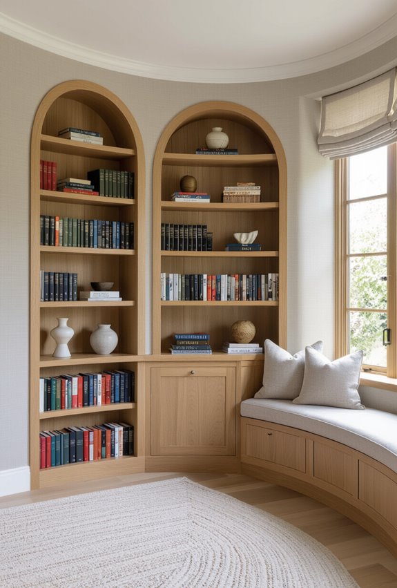 curved bookcase for intimacy