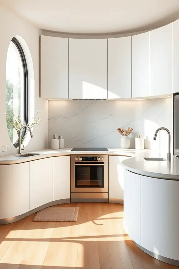 curved cabinets enhance kitchen aesthetics