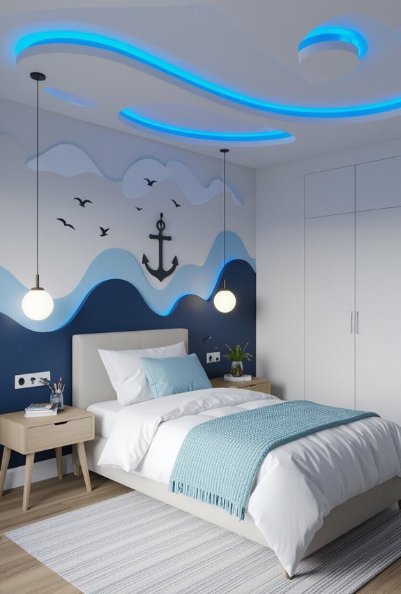 curved ceiling blue wavelighting