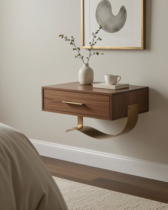 curved floating nightstand design