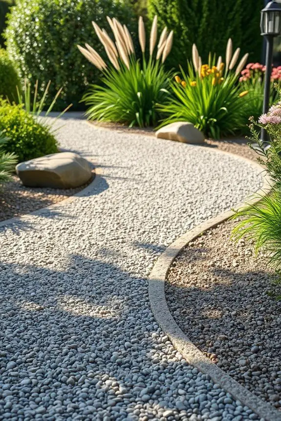 curved gravel patio design