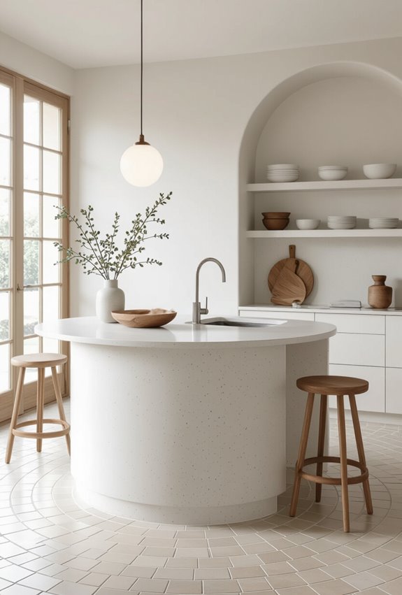 curved tiles guide sightlines