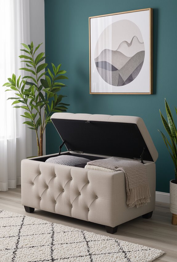 cushioned storage ottomans as seating