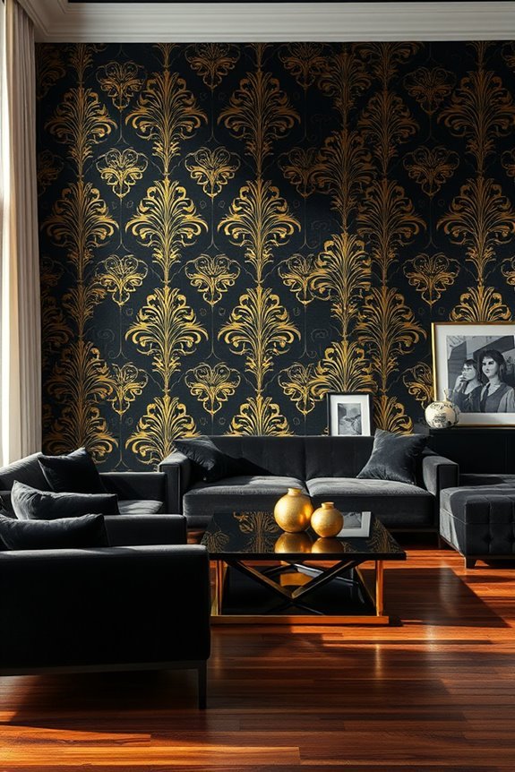 custom black and gold murals