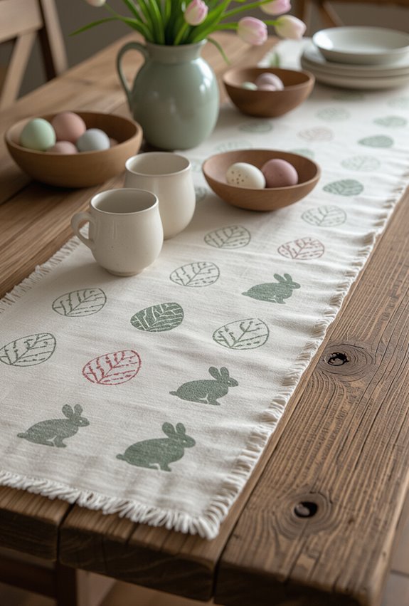 custom hand stamped table runner