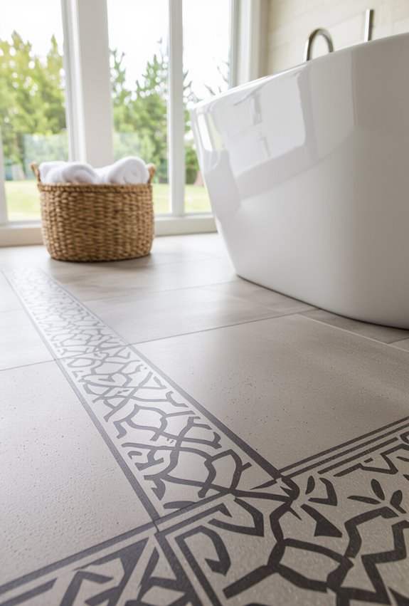 custom stenciled concrete borders