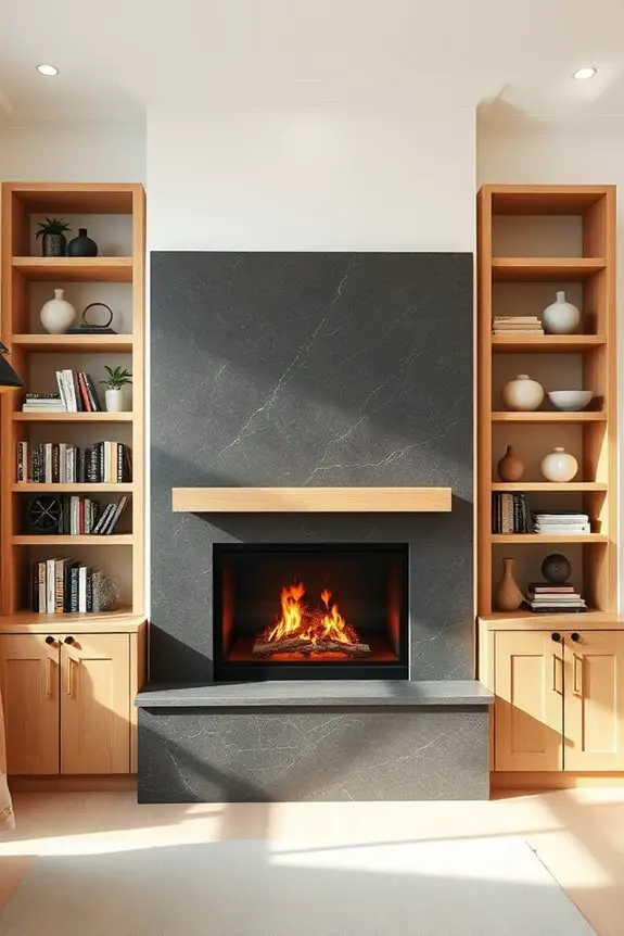 custom storage fireplace built ins