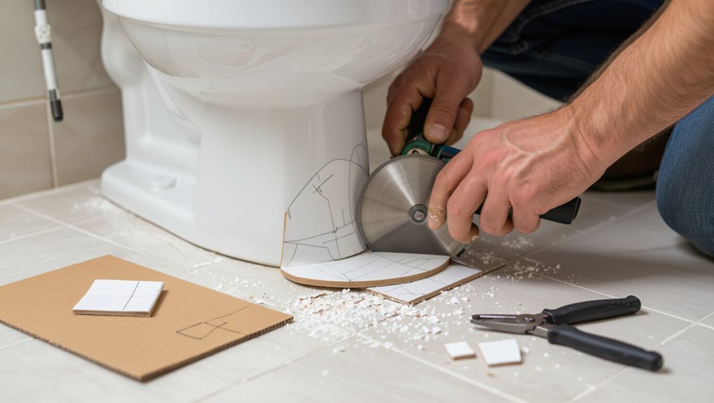 cut tiles for toilet