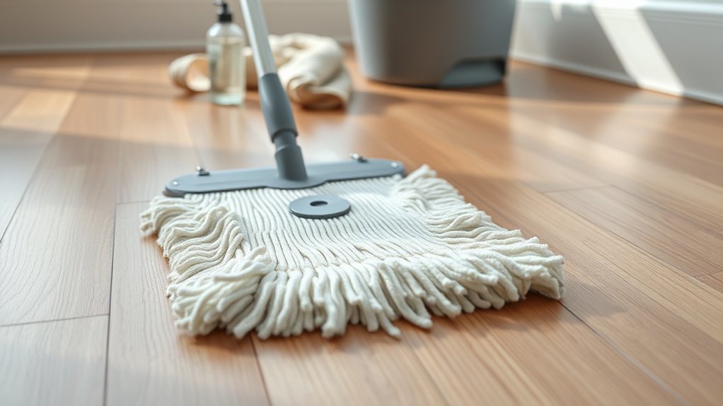 damp mop carefully with minimal water
