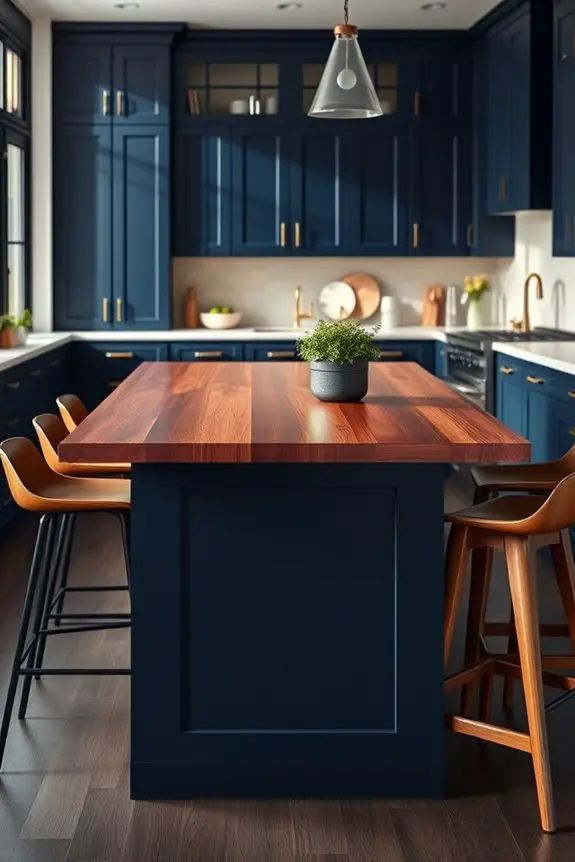 dark blue island accents