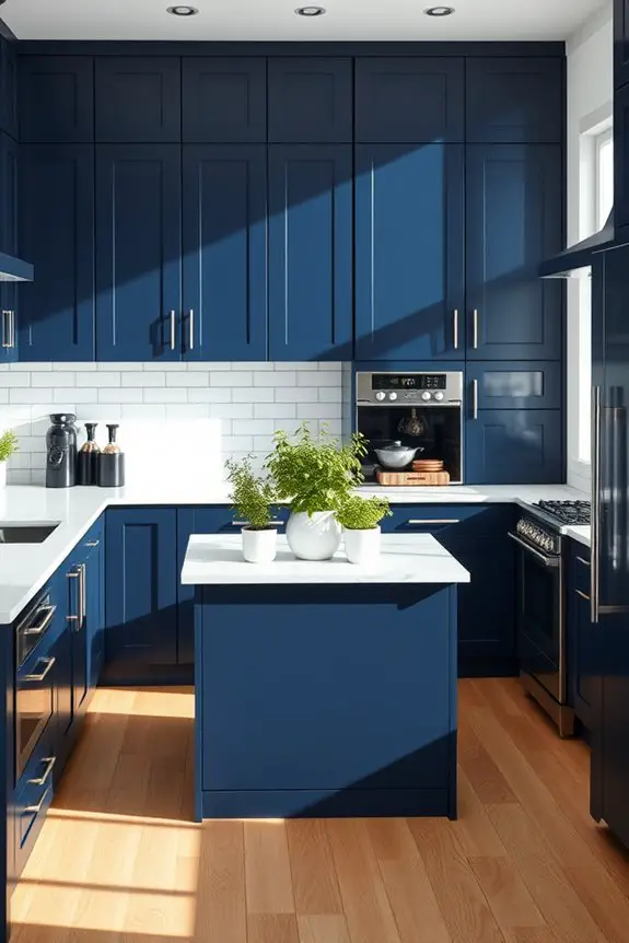 dark blue kitchen elegance