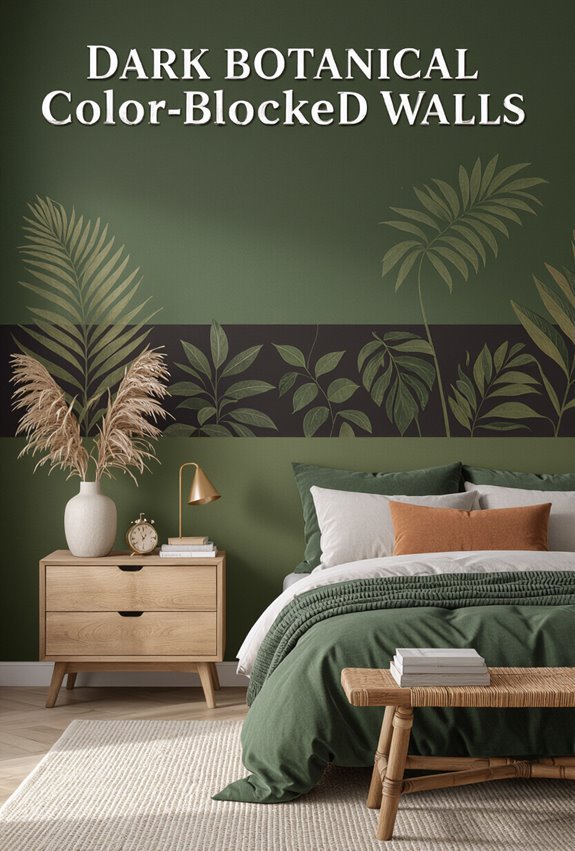 dark botanical color blocking elegance