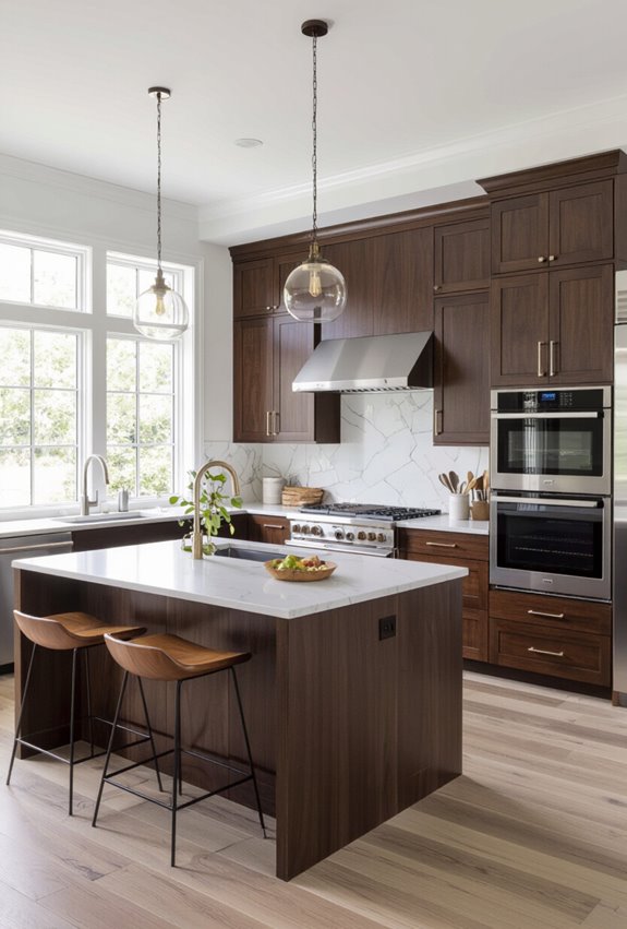 dark brown vertical storage island