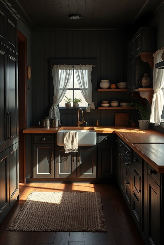 dark cabinetry cozy contrast